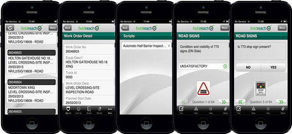 iPhones showing Fieldreach's Inspections functionality