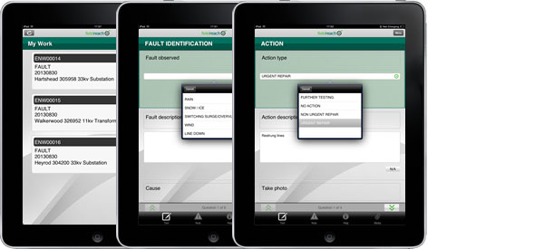 iPads showing Fieldreach's fault management screens