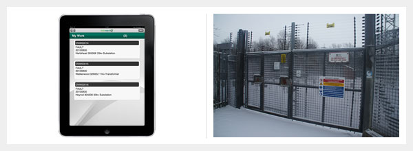 An iPad displaying a workorder for a faulty substation