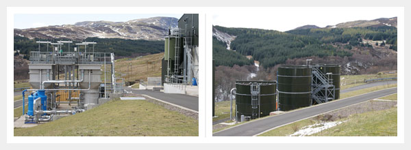Two images of a water treatment plant