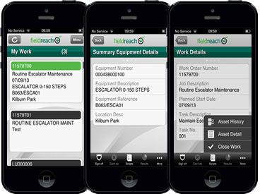 iPhones displaying Fieldreach's Work Managment features